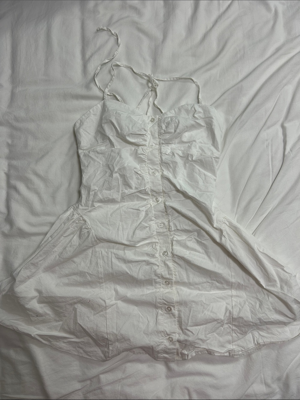 LA Hearts White Button-Front Criss Cross Tied Sundress